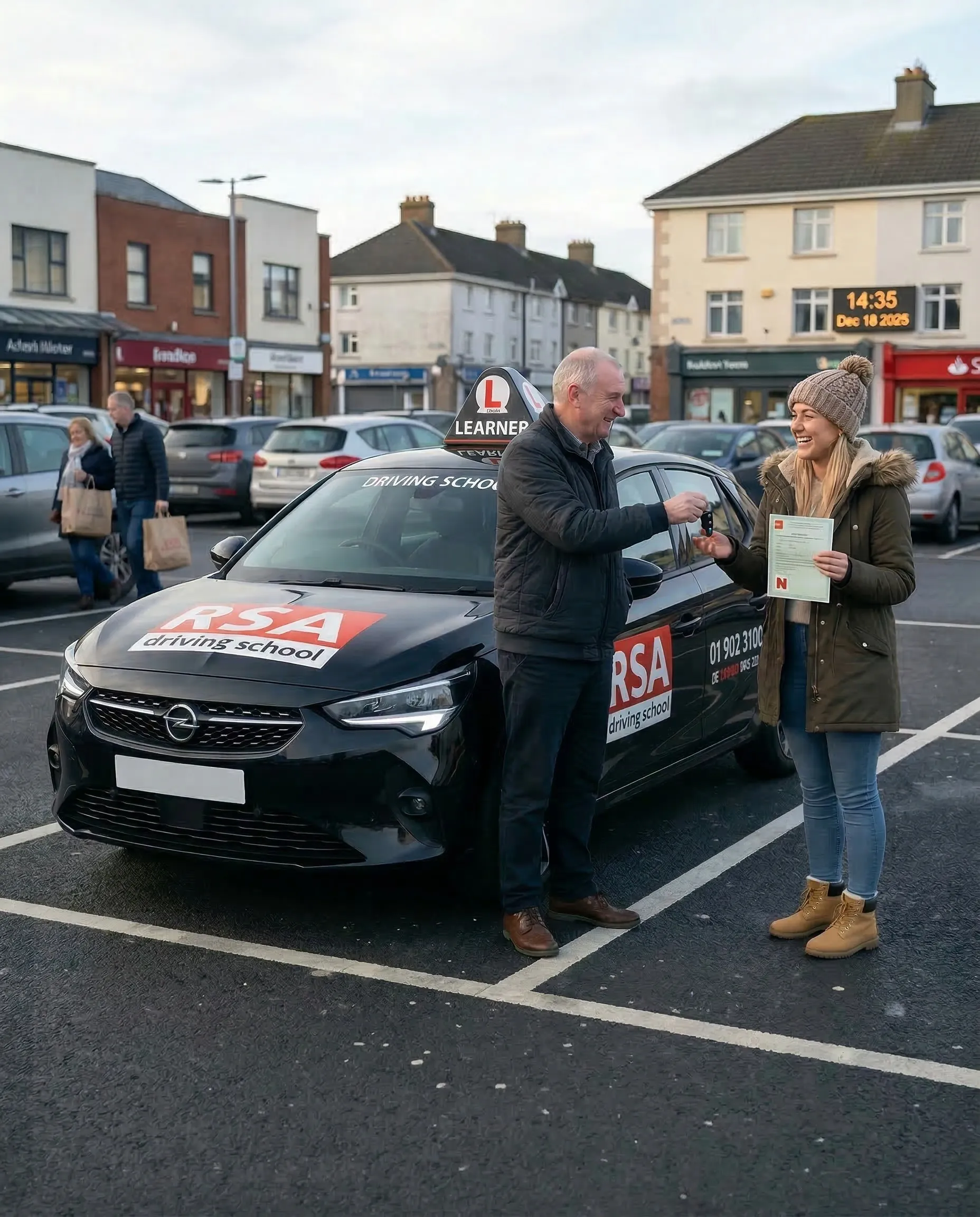 Learner celebrating passing driving test in Tallaght